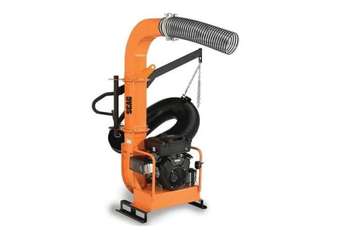 Orange and black industrial fume extraction or air filtration system with mounted hose and equipment