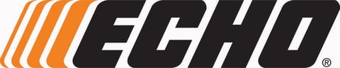 ECHO brand logo with orange diagonal stripes and black italicized text