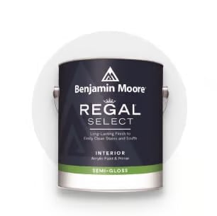 Benjamin Moore Regal Select interior paint can with green label band displayed against white background